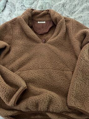 5/$10 item 78& sunny  Brown Sherpa Quarter-Zip Pullover Sweater
